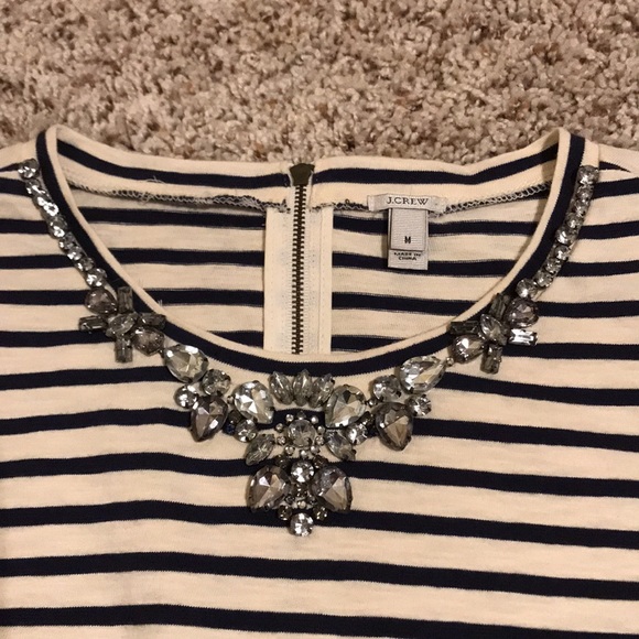 J Crew - Long Sleeve Tee with Jewel Collar - Picture 6 of 12